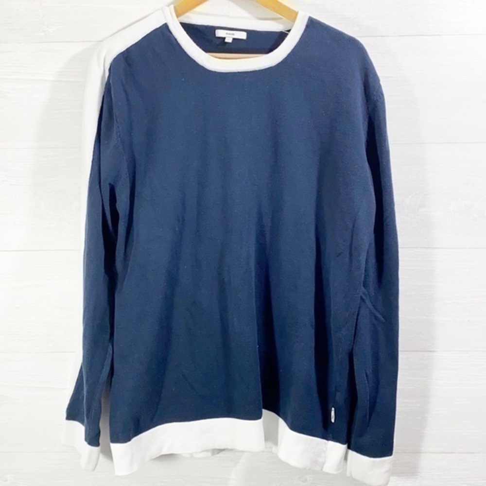 Moods Of Norway sweater top Size XL Navy Blue/White